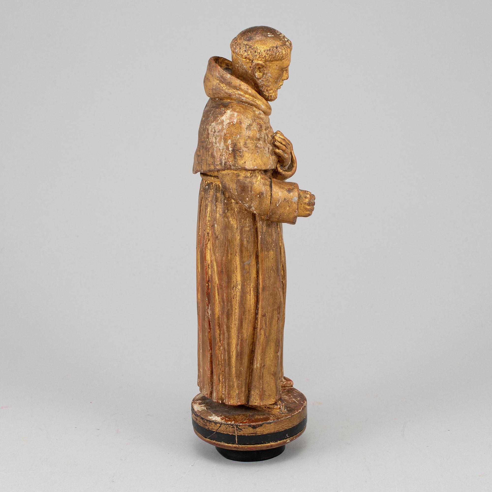 SKULPTUR, bronserat trä, 1700-/1800-tal.