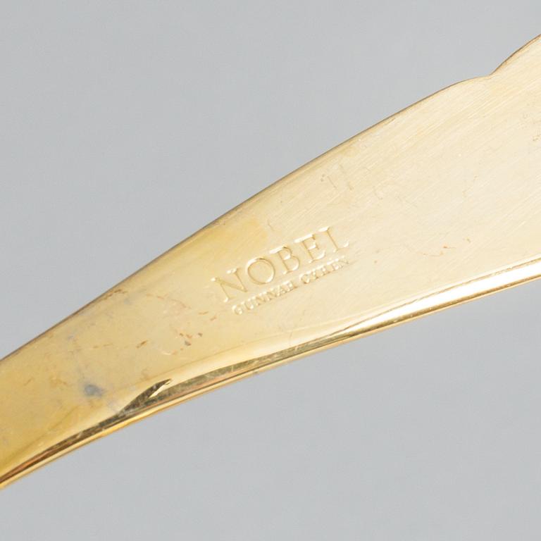 GUNNAR CYRÉN, fish cutlery, 28 pieces, gilt steel, "Nobel", Gense/Yamazaki.