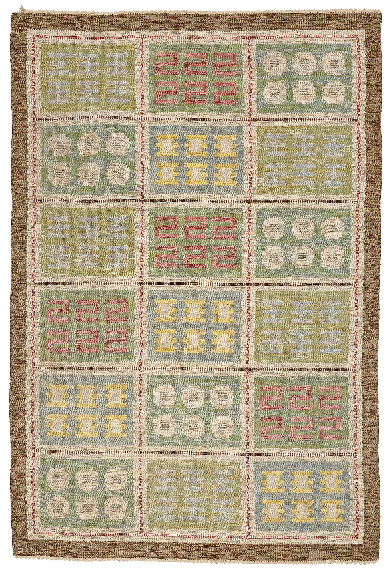 EDNA MARTIN, MATTO, flat weave, ca 240 x 161,5 cm, signed SH (Svensk Hemslöjd).