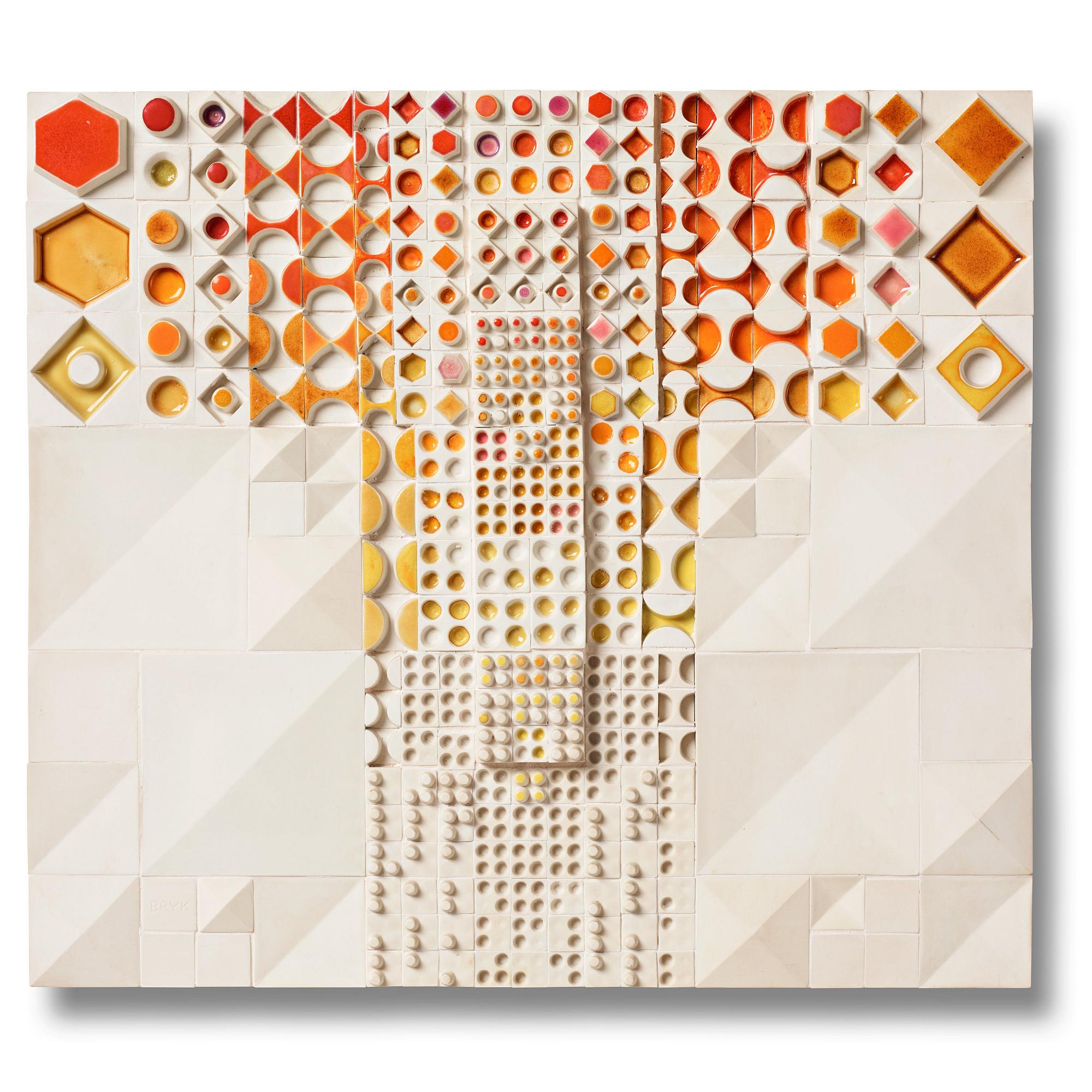 Rut Bryk, a stoneware wall relief, Arabia, Finland 1970's.