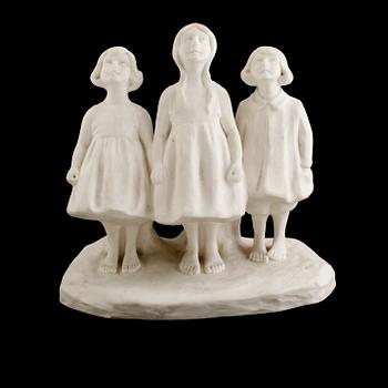 FIGURGRUPP, parian, "Vildgässen", Alice Nordin, Gustavsberg 1924.