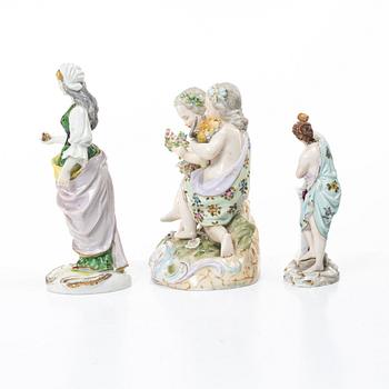 Figuriner, tre stycken, porslin, Tyskland, 1900-tal.
