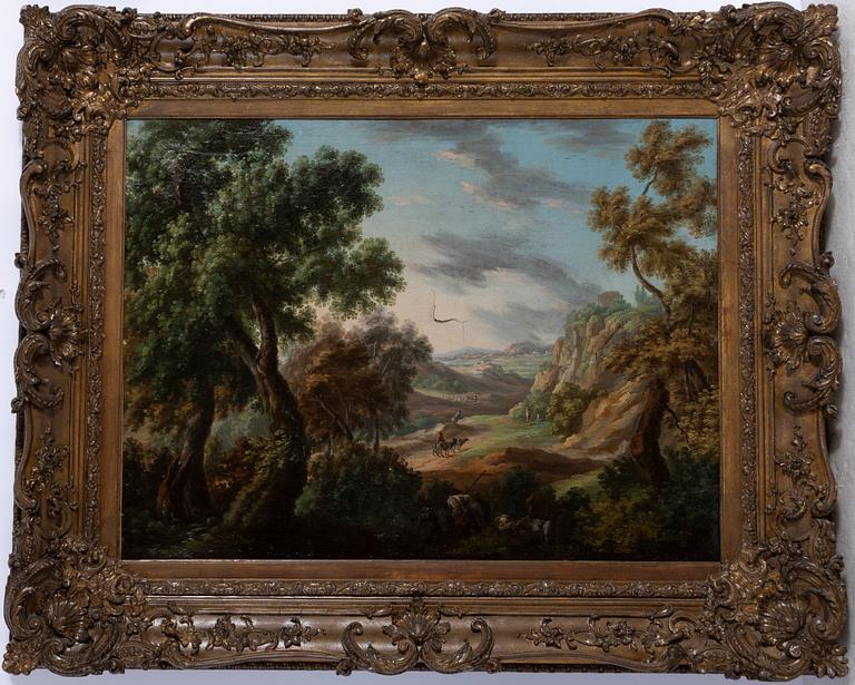 Jan Wildens, follower of, Expansive landscape with figures.