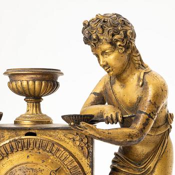 An Empire mantle clock, France, first half of the 19th century.