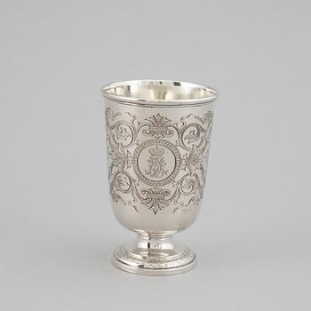 An Austrian late 19th century / early 20th century silver beaker, marked JC Klinkosch (Vienna).