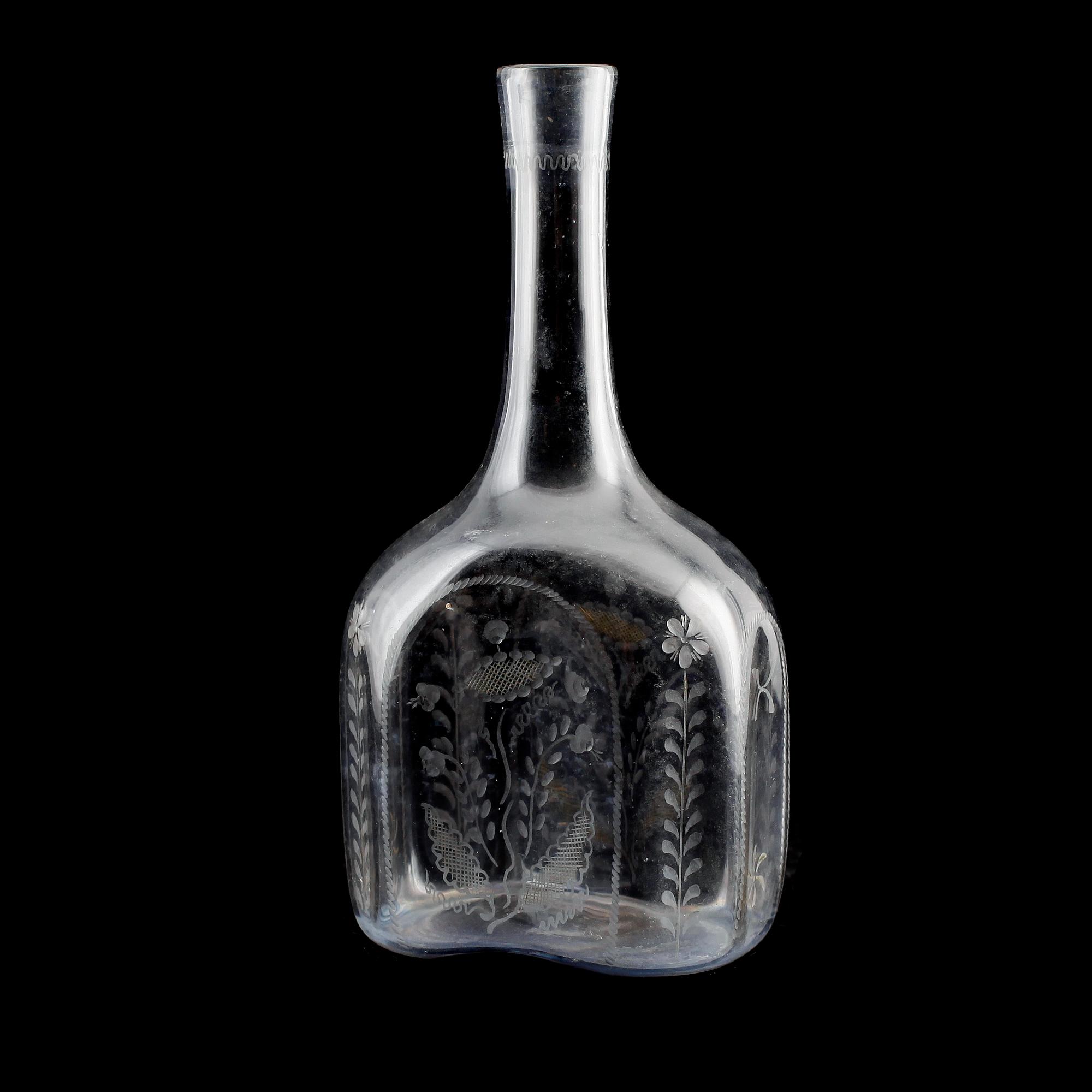 FLASKA, glas, sannolikt Norge, 1800-tal.