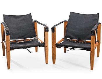 144. A PAIR OF SAFARI CHAIRS.