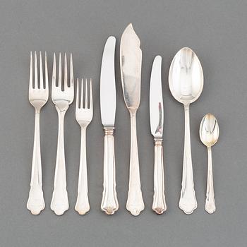 A swedish silver cutlery service, 'Chippendale', some Stockholm 1973. (133 pieces).
