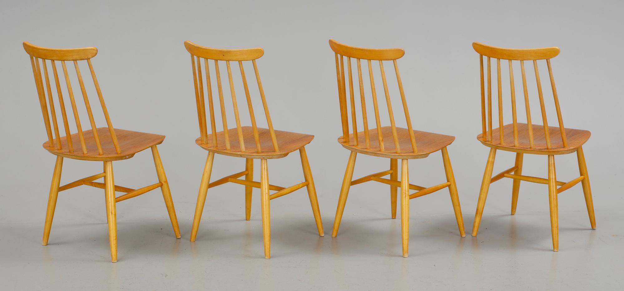 STOLAR, 4 st, "Fanett", Ilmari Tapiovaara, Edsbyverken. Formgiven 1955.