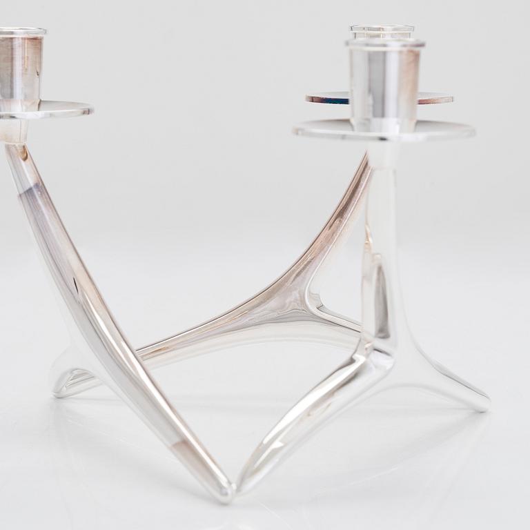 Anna-Greta Eker, a pair of three-armed silver candelabra, Auran Kultaseppä Oy, Turku, Finland 1995.