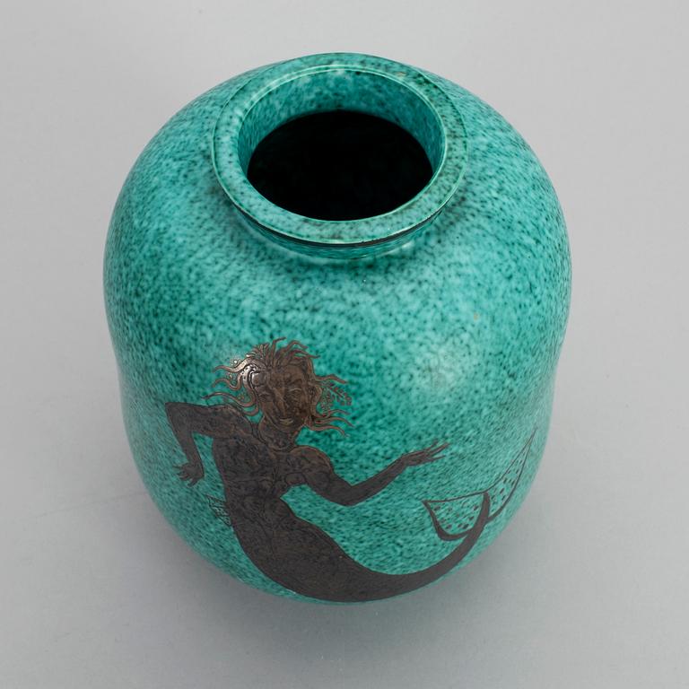 A WILHELM KÅGE stoneware vase, "Argenta" Gustavsberg.