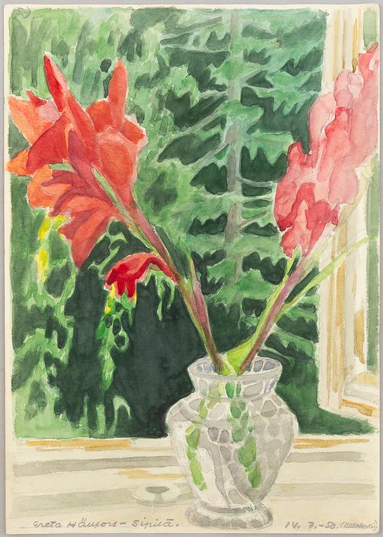 Blomstervas i fönster.