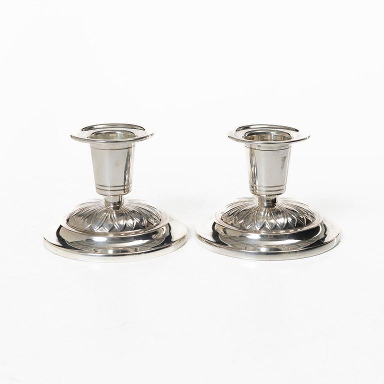 W.A. Bolin, ljusstakar, ett par, silver, Stockholm, 1947.