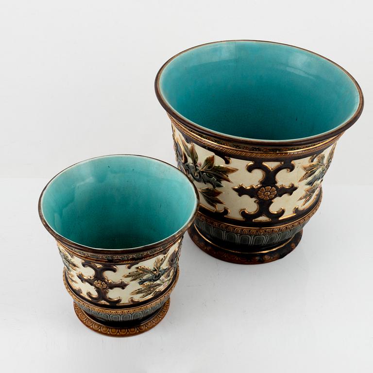 Rörstrand, two creamware flower pots, Sweden ca 1900.