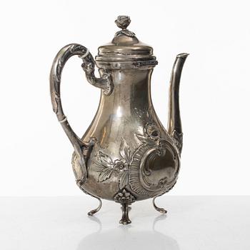 Kaffekanna, silver, rokokostil, 1900-tal.