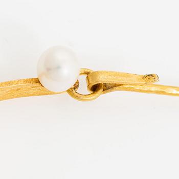 Karlheinz Sauer collier 18K guld och opal med odlade pärlor samt runda briljantslipade diamanter.