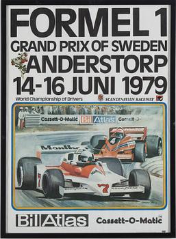 4 original posters for Formula 1 Grand Prix at Anderstorp Sweden 1973, 74, 75 and 79.