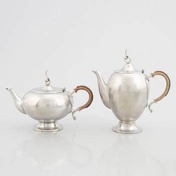 Edvin Ollers, a 5-piece pewter tea and coffee set, Stockholm, 1929.