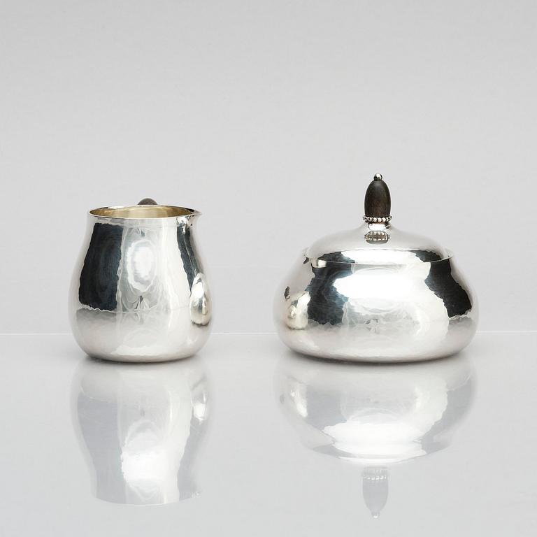 Georg Jensen, a sterling silver 3 pieces coffee set, Copenhagen, Denmark, after 1945, design no 80A.