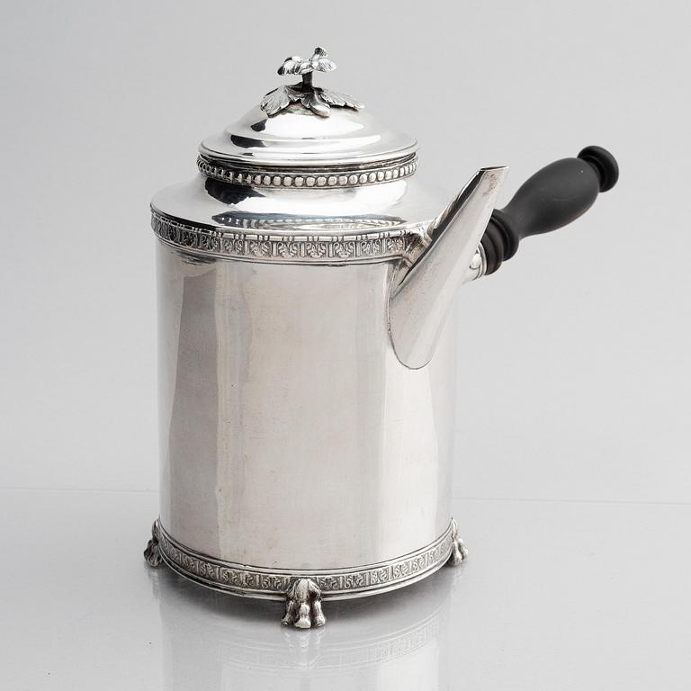 Pehr Zethelius, kaffekanna, silver, Stockholm 1783. Gustaviansk.