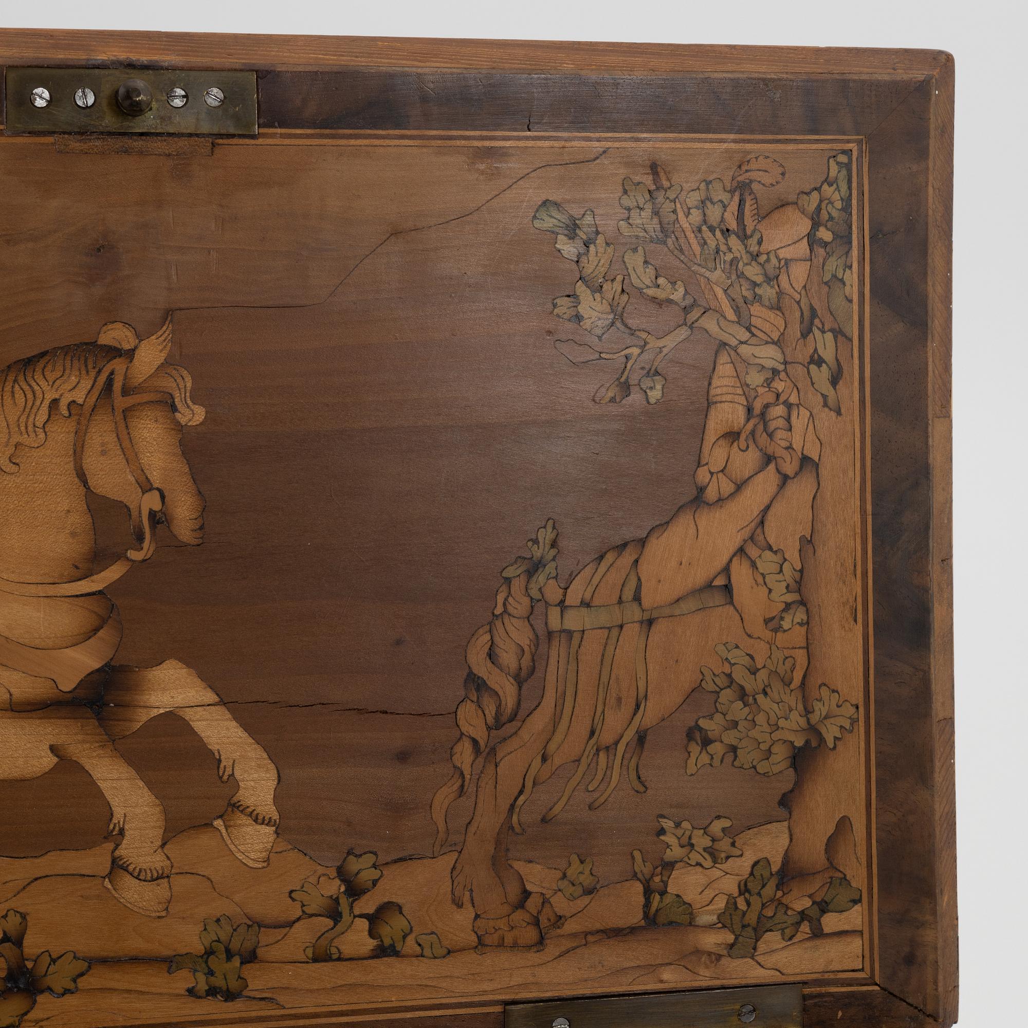 A wooden baroque and baroque style box, 17th-19th century.