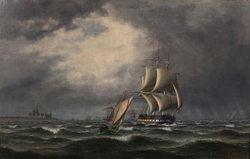 Thorvald Möller, Frigate and Pilot Boat off Kronborg.