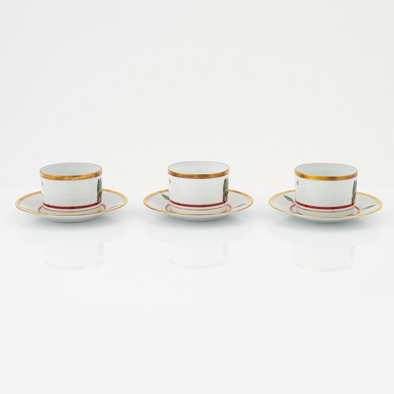 Cartier, six porcelain tea cups, Limoges, France.