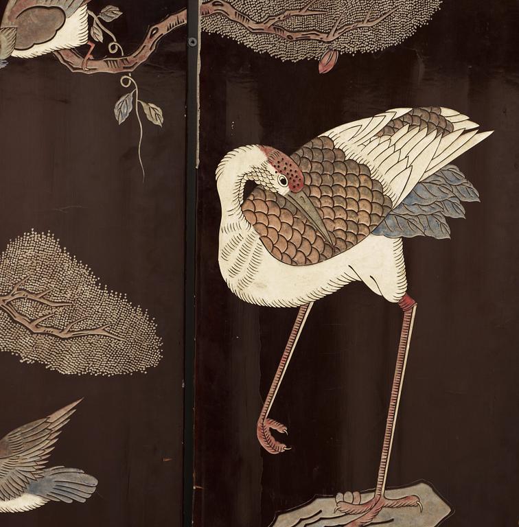 SKÄRM, svart lack, Qingdynastin (1644-1912).