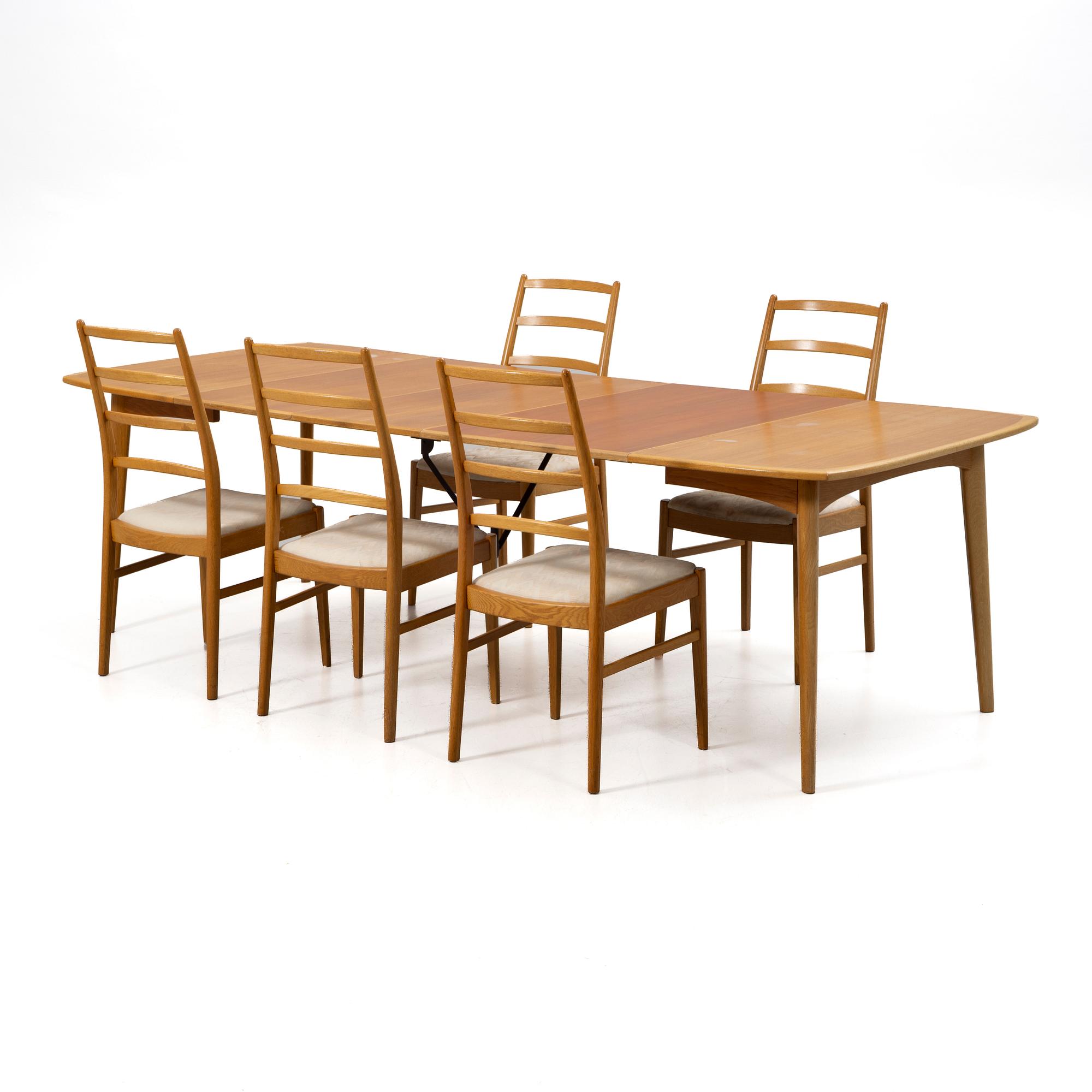 Dining table with 5 chairs, NC Tibro, Sweden, second half of the 20th century.