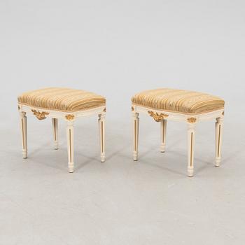 A pair of Gustavian style stools, Johan Ekman  second half of the 20th century.