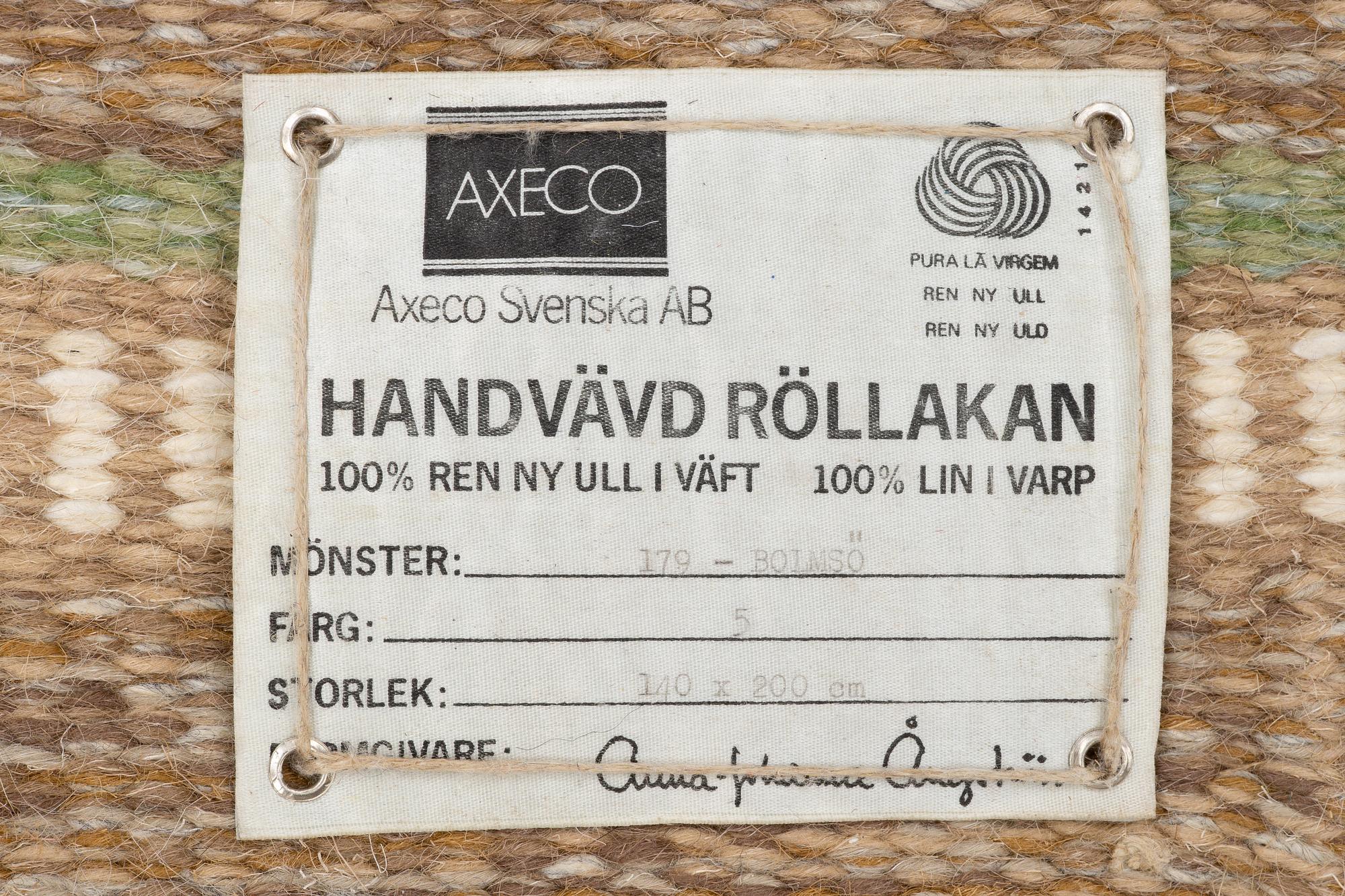 Anna-Johanna Ångström, rug, flat weave, approx. 226 x 138.