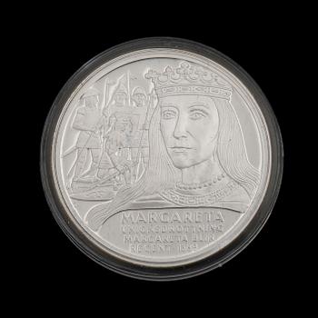 MINNESMYNT, 35 st, sterlingsilver, "Sveriges regenter", ca 945 g.