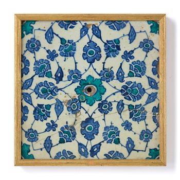 412. A glazed ceramic tile, Iznik, Ottoman Empire, 17th century.