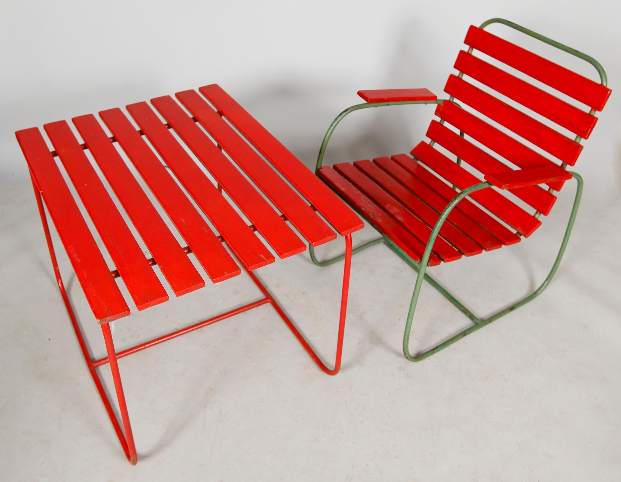 TRÄDGÅRDSMÖBEL, 2 delar, 1900-talets mitt.