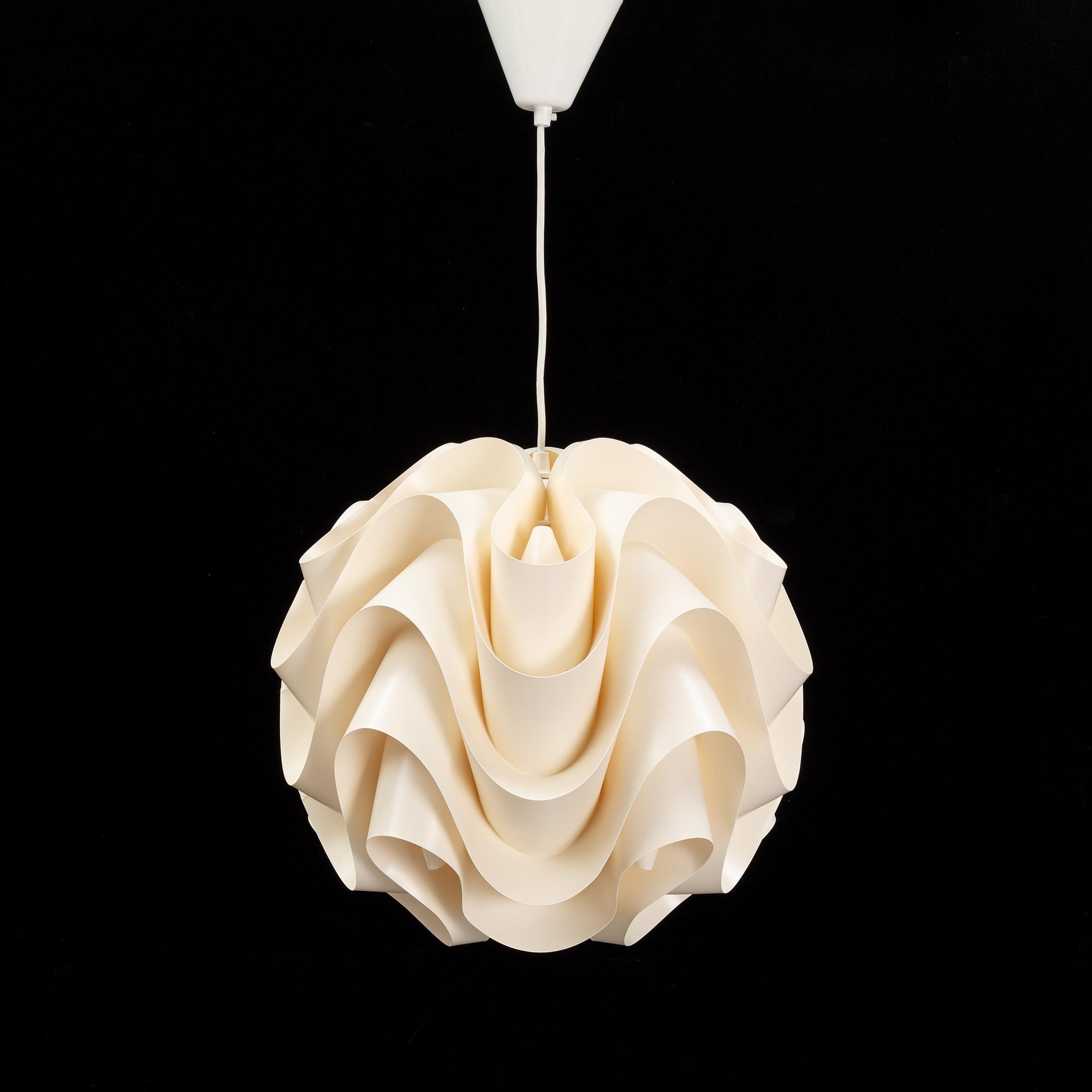 A ceiling, pendant lamp, '172' designed by Poul Christiansen in 1971 for Le Klint, Denmark.