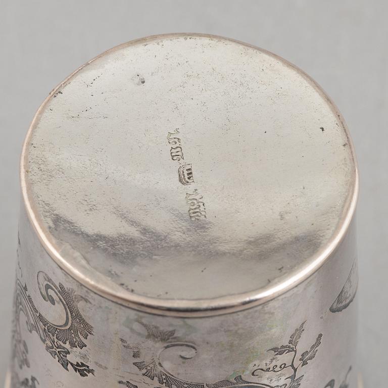 Bägare/supkoppar, 3 st, silver, bl a Johan Abraham Hallard, Stockholm 1807.