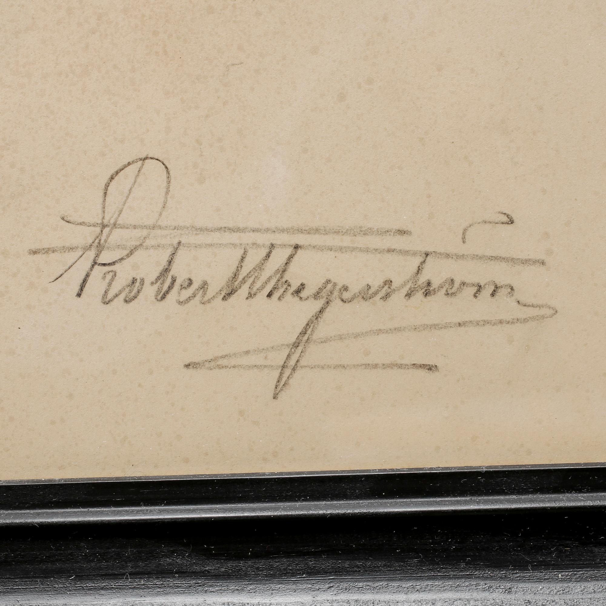 ROBERT THEGERSTRÖM, kol på papper, Signerad Robert Thegerström och approberad okt 1879.