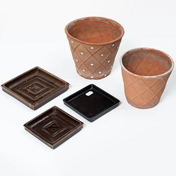 Wilhelm Kåge, ten ceramic 'Planta' flower pots, Gustavsberg & Steninge, Sweden, 1940's/50's.