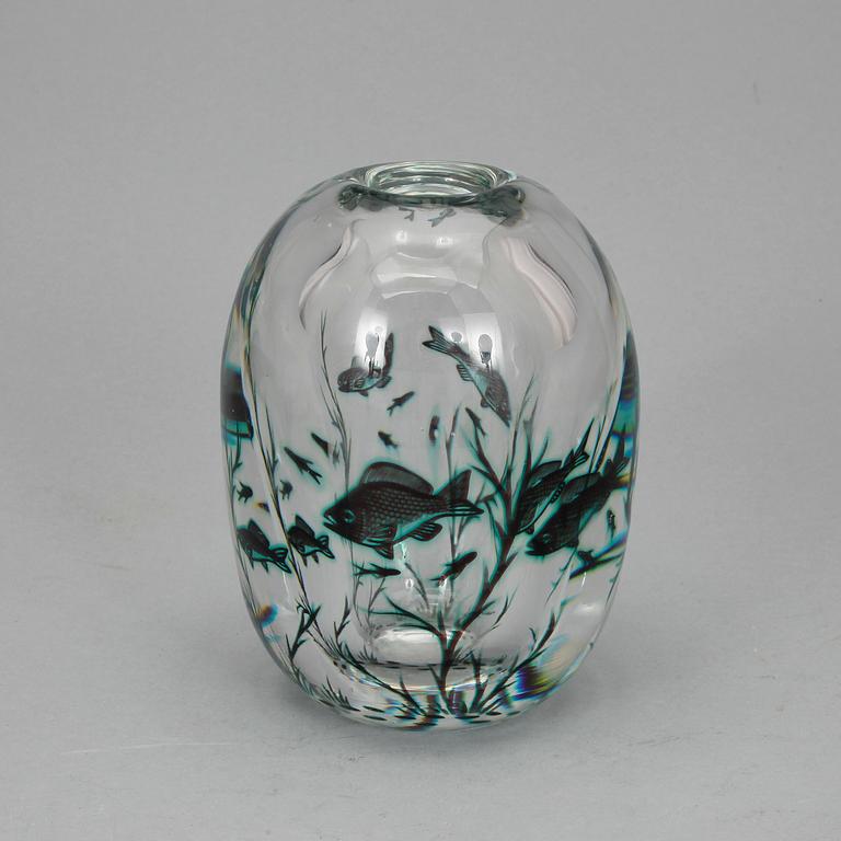 VAS, glas, fiskgraal, Edward Hald, Orrefors 1952.