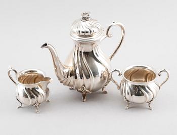KAFFESERVIS, 3 delar, silver, Danmark 1950. Vikt ca 1017 gram.