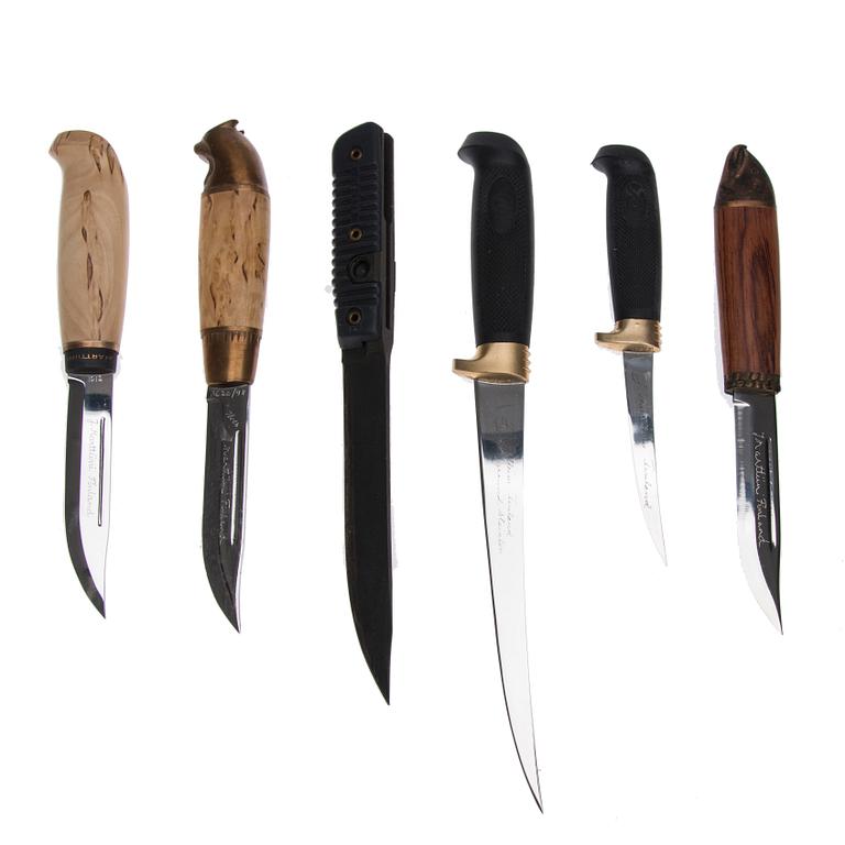 PUUKKO-KNIVAR, 6 kpl, Marttiini samt Fiskars, Finland.