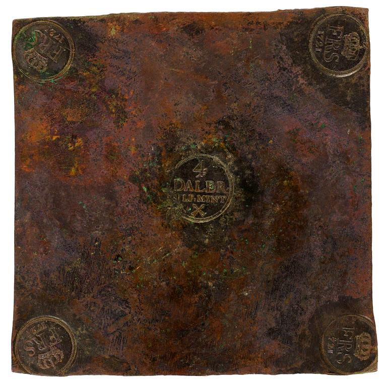 A Swedish plate money 4 DALER SM 1721. Fredrik I.