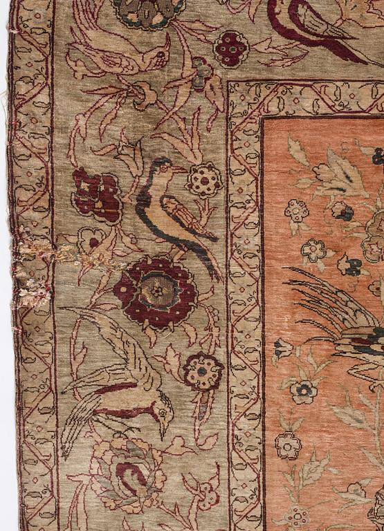 A rug, antique, silk with metal brocade, Istanbul, so called 'Koum Kapi', Ottoman empire,  ca 181,5 x 127,5 cm.