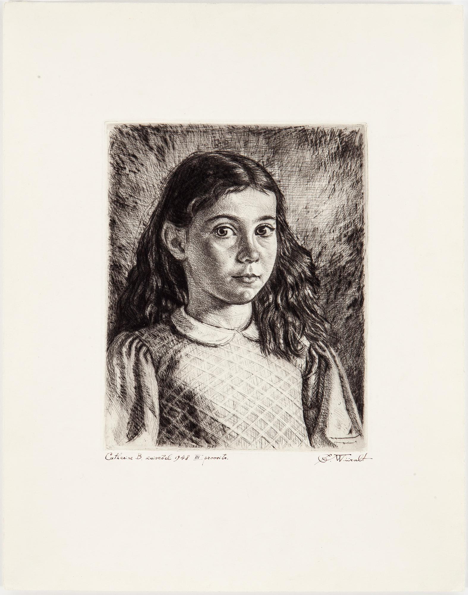 EDUARD WIIRALT, drypoint, signed E.Wiiralt, dated 1948 and numbered "artist's proof" III with indian ink.