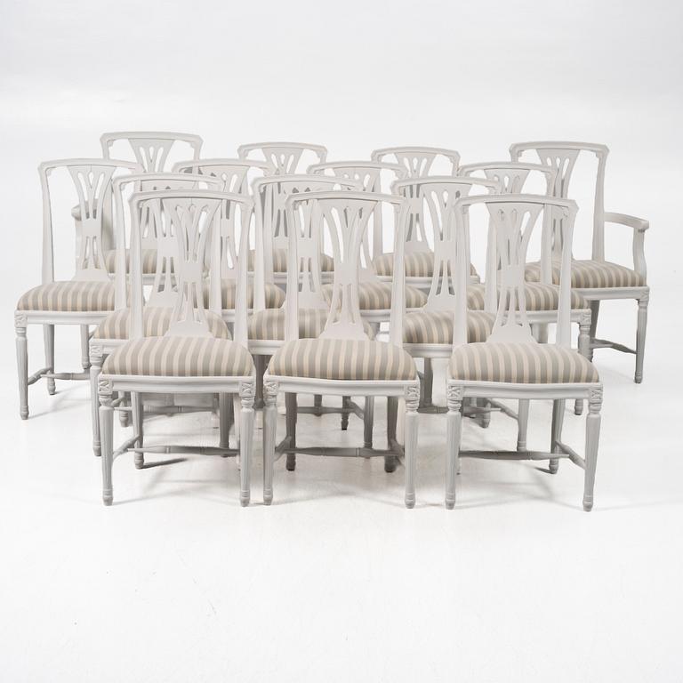 Chairs, 12+2, Gustavian style, Geromar.