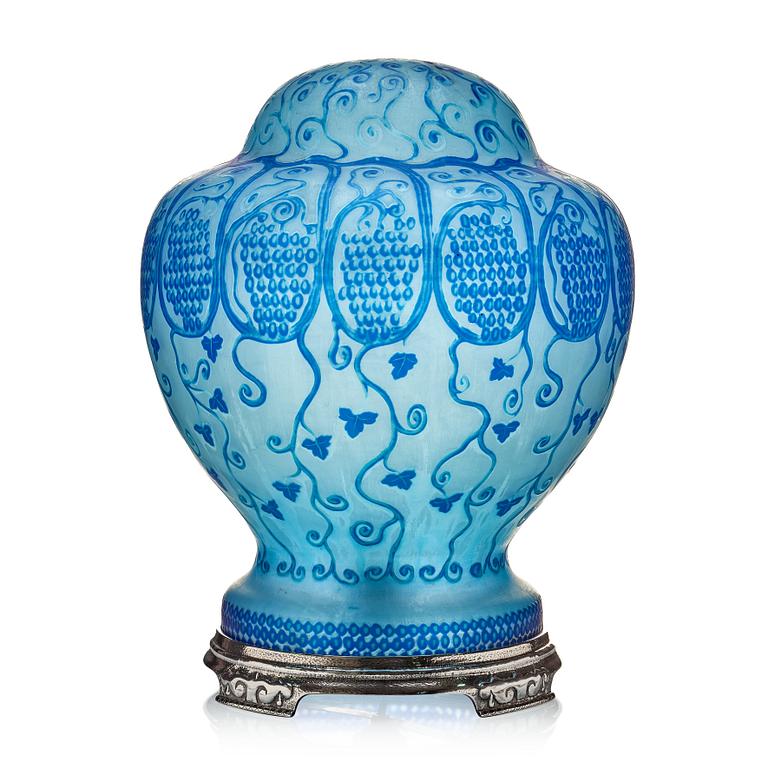 Ferdinand Boberg, an Art Nouveau cameo glass table lamp, Reijmyre, Sweden.