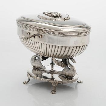 Johan Petter Grönvall, sockerskrin, silver, Stockholm, sannolikt kring 1820. Empir.