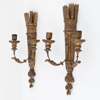 Ljuslampetter, ett par, Louis XVI-stil, omkring år 1900.