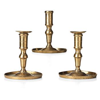 142. Three Gustavian late 18th century candlesticks, Kungl. Husgerådskammaren.