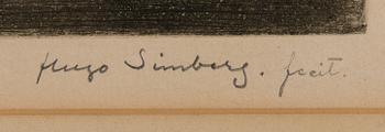 HUGO SIMBERG, etsning, signerad fecit.